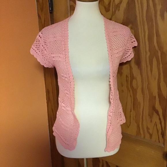 Vintage 90s pink crocheted cardi - Picture 6 of 10